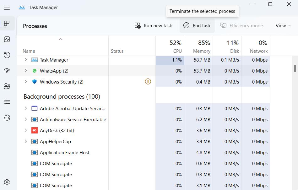 在Windows 11中重置任务管理器以默认设置