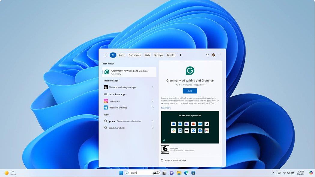 Windows搜索可以让用户直接从开始菜单安装Microsoft商店应用程序