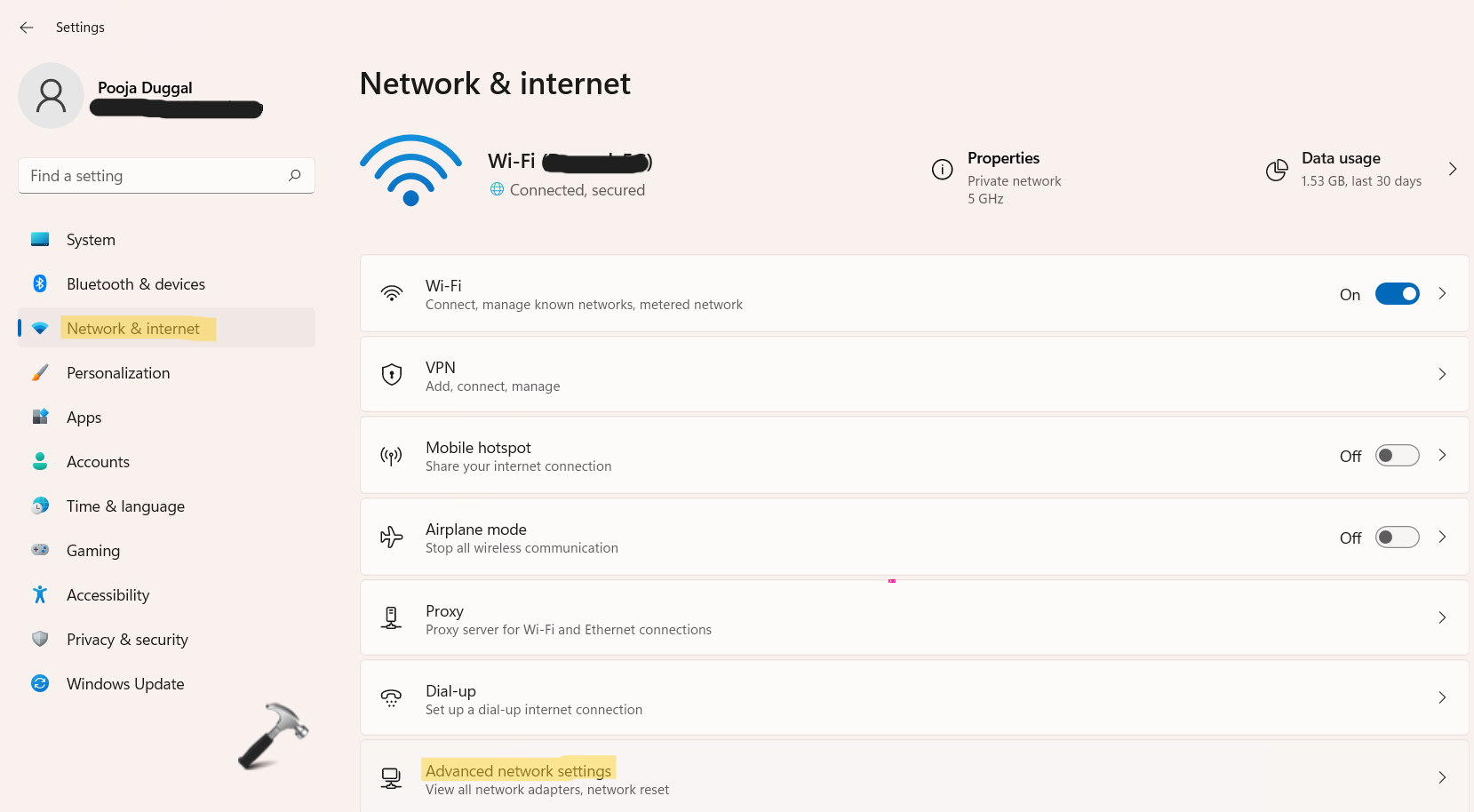 在Windows 11中启用/禁用网络适配器
